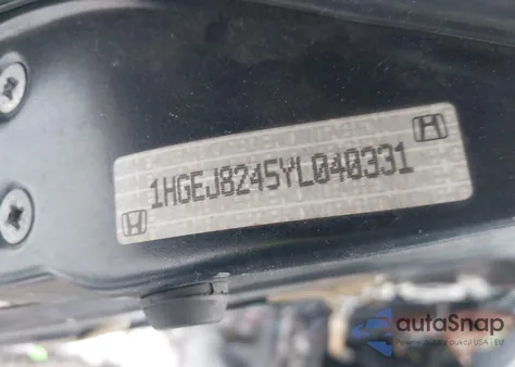 2000 Honda Civic Ex from USA, damaged, VIN 1HGEJ8245YL040331